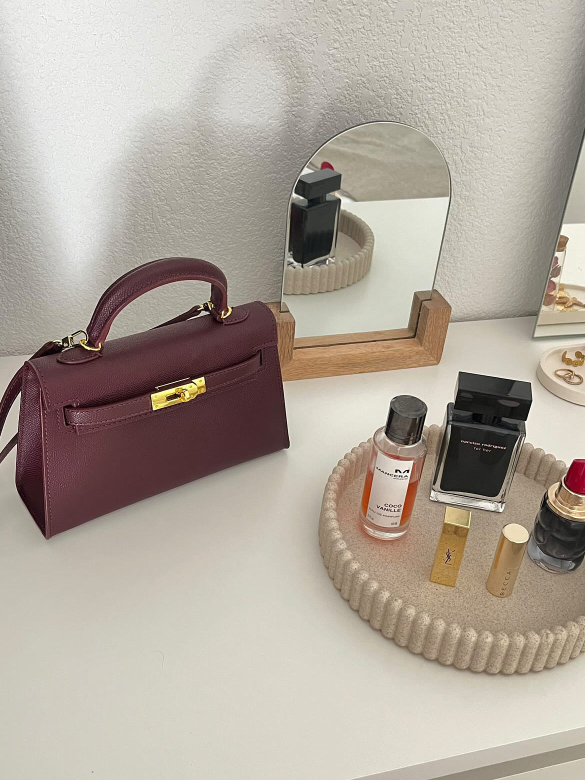 Kelly Inspiration Tasche Bordeaux Gold
